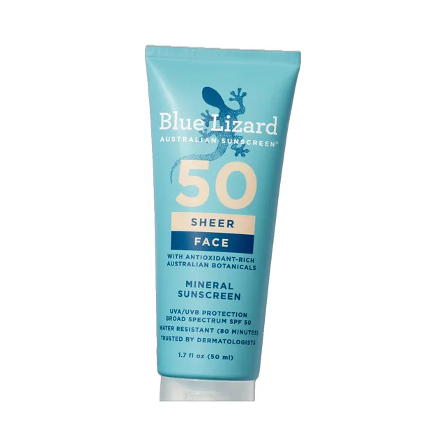Blue Lizard Sheer Face Mineral SPF 50 Sunscreen Lotion, the brand's own product photograph